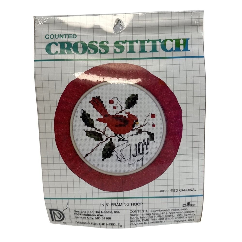 Designs For The Needle Red Cardinal Counted Cross‎ Stitch Kit 3111 5 Inch Hoop